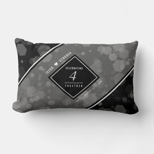第エレガント4回リネン結婚ズ記念お祝い ランバークッション (正面)