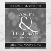 第エレガント4回リネン結婚ズ記念お祝い ワインラベル (シングルラベル)