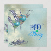 第エレガント40アクアグリーンパーティー 招待状 (正面/裏面)
