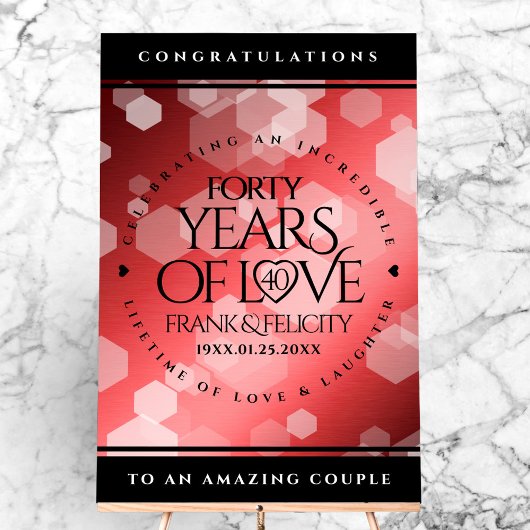 第エレガント40回Rubyの結婚記念日お祝い アクリルサイン