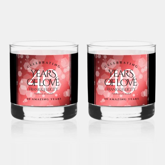 第エレガント40回Rubyの結婚記念日お祝い ウイスキーグラス (正面)