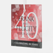 第エレガント40回Rubyの結婚記念日お祝い ガラスオーナメント (正面左)