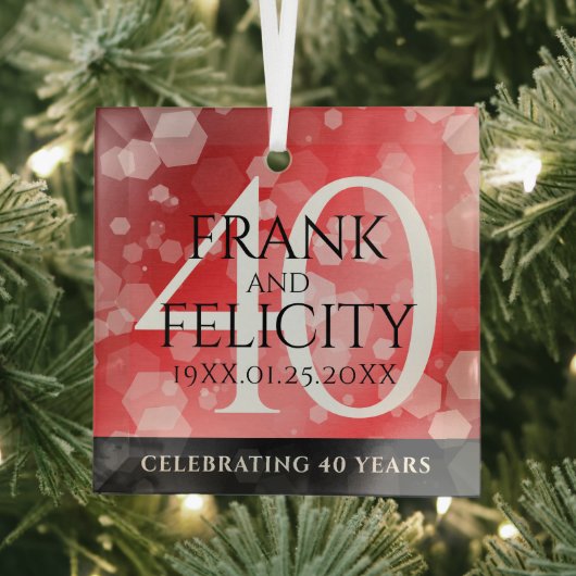 第エレガント40回Rubyの結婚記念日お祝い ガラスオーナメント (インサイチュ)