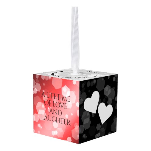第エレガント40回Rubyの結婚記念日お祝い キューブオーナメント (裏面アングル)