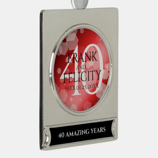 第エレガント40回Rubyの結婚記念日お祝い シルバープレートバナーオーナメント (右)