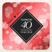 第エレガント40回Rubyの結婚記念日お祝い スクエアペーパーコースター (正面)