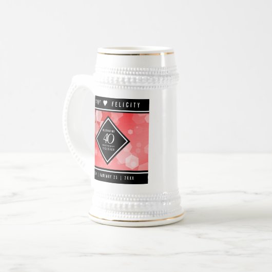 第エレガント40回Rubyの結婚記念日お祝い ビールジョッキ (正面左)
