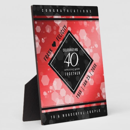 第エレガント40回Rubyの結婚記念日お祝い フォトプラーク (側面)