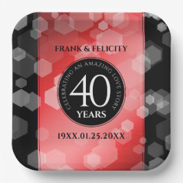 第エレガント40回Rubyの結婚記念日お祝い ペーパープレート