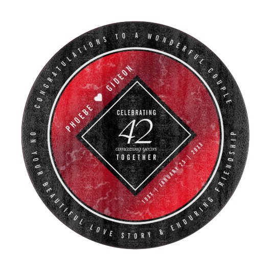第エレガント42回ジャスパー結婚の記念日 カッティングボード (正面)