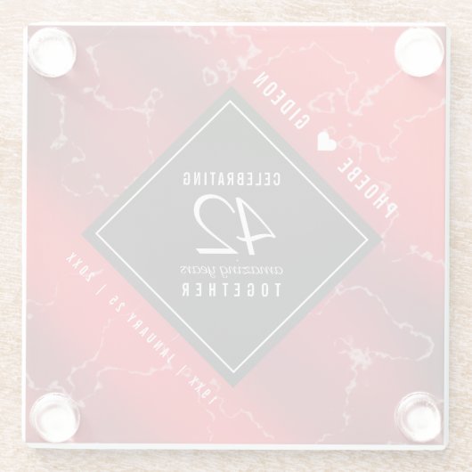 第エレガント42回ジャスパー結婚の記念日 ガラスコースター (裏面)