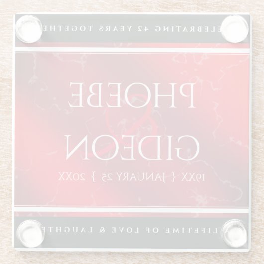 第エレガント42回ジャスパー結婚の記念日 ガラスコースター (裏面)