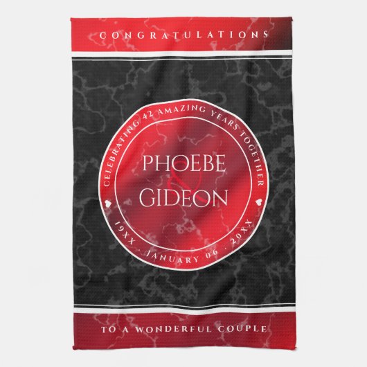 第エレガント42回ジャスパー結婚の記念日 キッチンタオル (縦)