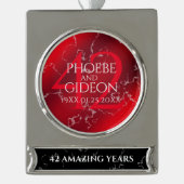 第エレガント42回ジャスパー結婚の記念日 シルバープレートバナーオーナメント (正面)