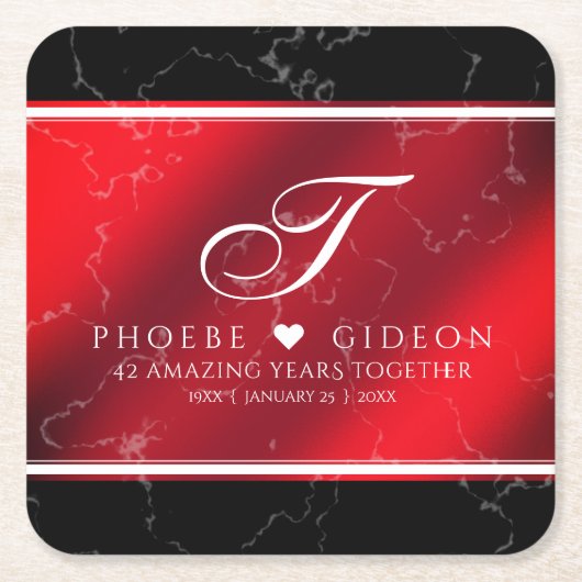 第エレガント42回ジャスパー結婚の記念日 スクエアペーパーコースター (正面)