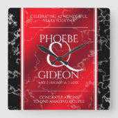 第エレガント42回ジャスパー結婚の記念日 スクエア壁時計 (正面)