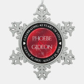 第エレガント42回ジャスパー結婚の記念日 スノーフレークピューターオーナメント (正面)