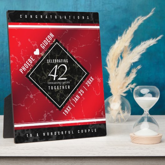 第エレガント42回ジャスパー結婚の記念日 フォトプラーク (側面)