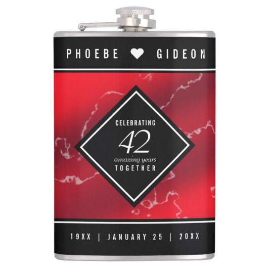 第エレガント42回ジャスパー結婚の記念日 フラスク (正面)