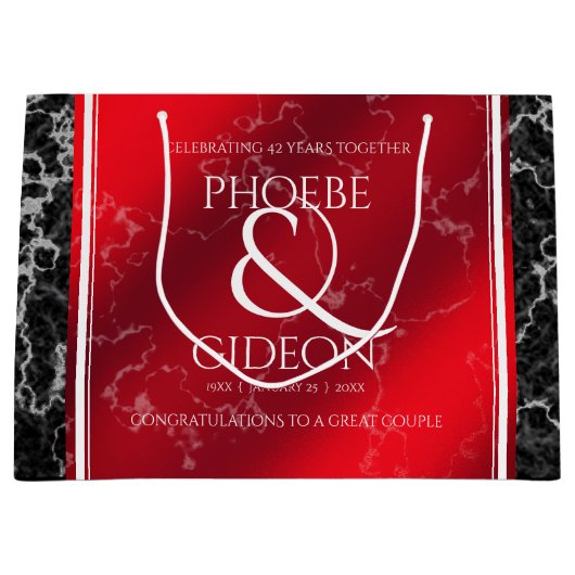 第エレガント42回ジャスパー結婚の記念日 ラージペーパーバッグ (正面)