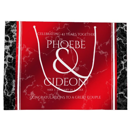 第エレガント42回ジャスパー結婚の記念日 ラージペーパーバッグ (裏面)