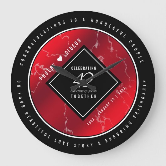 第エレガント42回ジャスパー結婚の記念日 ラージ壁時計 (正面)