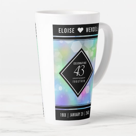 第エレガント43回オ結婚パール記念日お祝い カフェラテマグ (右アングル)