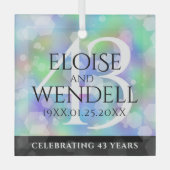 第エレガント43回オ結婚パール記念日お祝い ガラスオーナメント (正面)