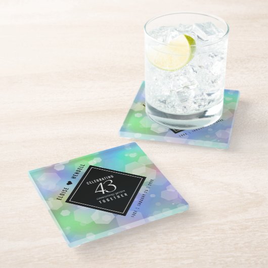 第エレガント43回オ結婚パール記念日お祝い ガラスコースター (アングル)