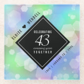 第エレガント43回オ結婚パール記念日お祝い ガラスコースター (正面)