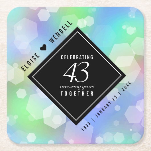 第エレガント43回オ結婚パール記念日お祝い スクエアペーパーコースター (正面)