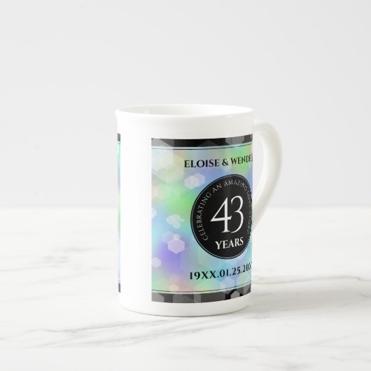 第エレガント43回オ結婚パール記念日お祝い ボーンチャイナマグカップ (正面右)