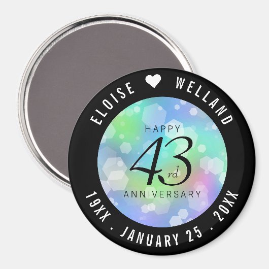 第エレガント43回オ結婚パール記念日お祝い マグネット (正面/裏面)