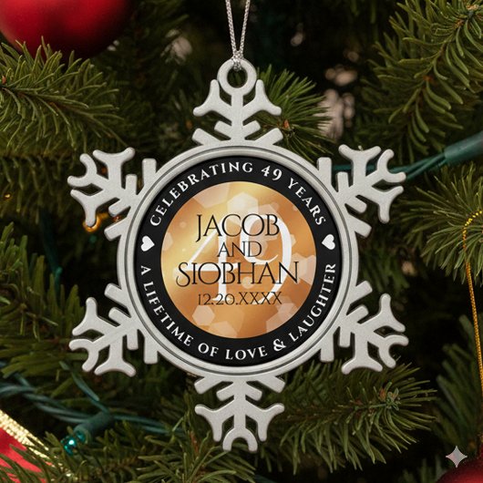 第エレガント49回銅結婚記念日 スノーフレークピューターオーナメント