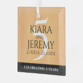 第エレガント5回木結婚祭お祝い ガラスオーナメント (正面左)