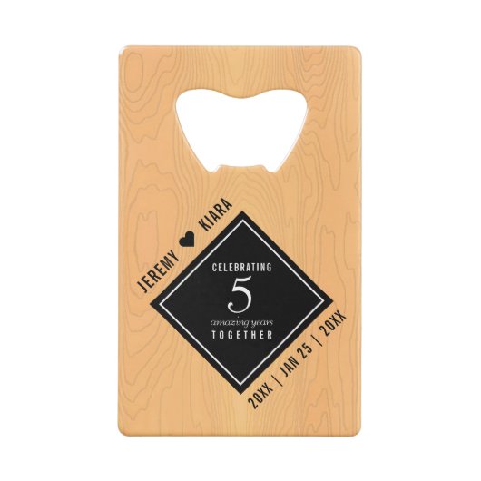 第エレガント5回木結婚祭お祝い クレジットカード栓抜き (裏面)