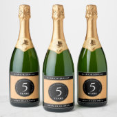 第エレガント5回木結婚祭お祝い スパークリングワインラベル (ボトル)