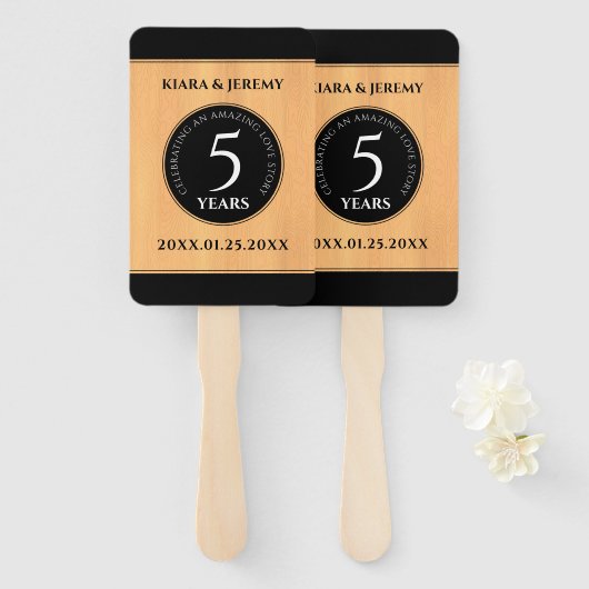 第エレガント5回木結婚祭お祝い ハンドファン (正面&裏面)