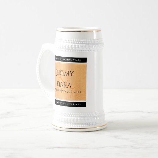 第エレガント5回木結婚祭お祝い ビールジョッキ (正面左)