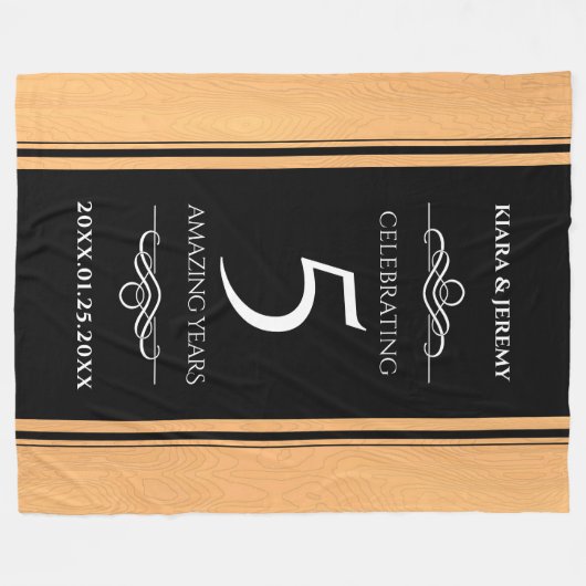 第エレガント5回木結婚祭お祝い フリースブランケット (正面(横))