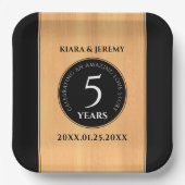 第エレガント5回木結婚祭お祝い ペーパープレート (正面)