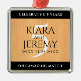 第エレガント5回木結婚祭お祝い メタルオーナメント