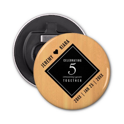 第エレガント5回木結婚祭お祝い 栓抜き (正面)