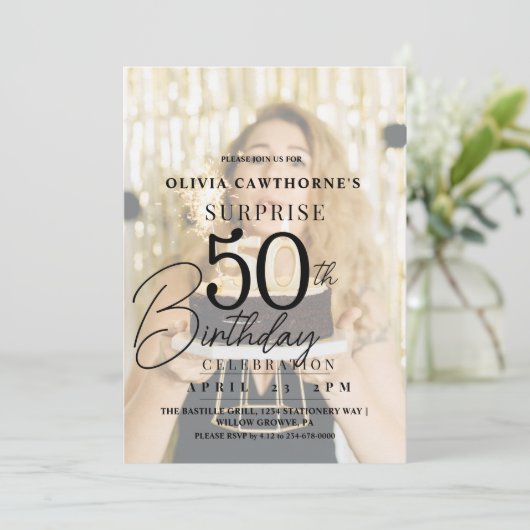 第エレガント50回スタイリッシュ写真誕生日誘致 招待状 (スタンド正面)