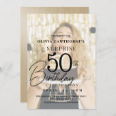 第エレガント50回スタイリッシュ写真誕生日誘致 招待状 (正面/裏面)