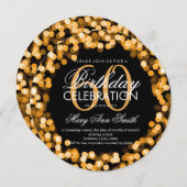 第エレガント60誕生日のきらめく金ゴールド 招待状 (正面/裏面)