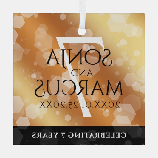 第エレガント7カッパ結婚ー記念お祝い ガラスオーナメント (裏面)