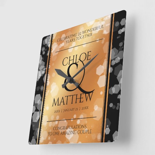 第エレガント7回第49回銅結婚記念日 スクエア壁時計 (傾斜)