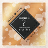第エレガント7回銅結婚周年記念お祝い ガラスコースター (正面)