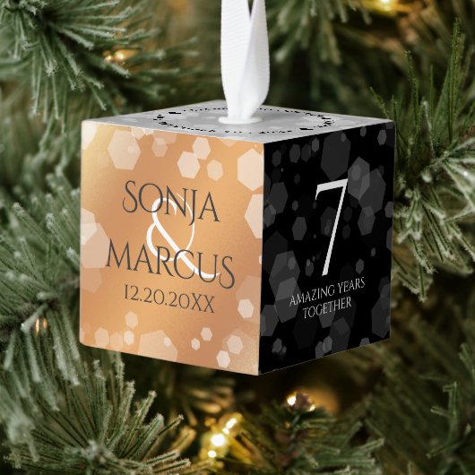 第エレガント7回銅結婚周年記念お祝い キューブオーナメント (ツリー)
